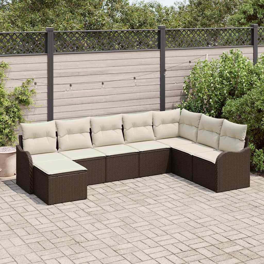 9-Teiliges Garten Sofa Set Mit Kissen In Schwarz Poly Rattan