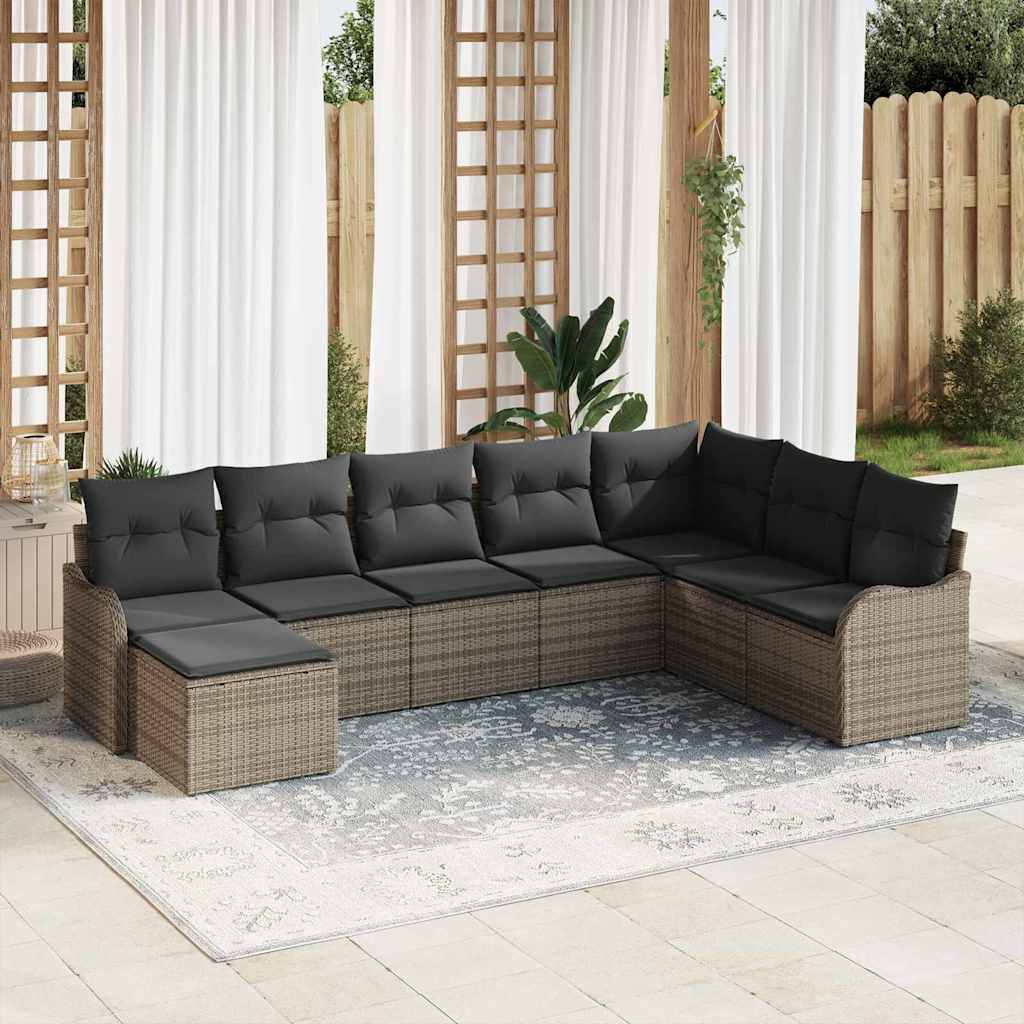9-Teiliges Garten Sofa Set Mit Kissen In Schwarz Poly Rattan
