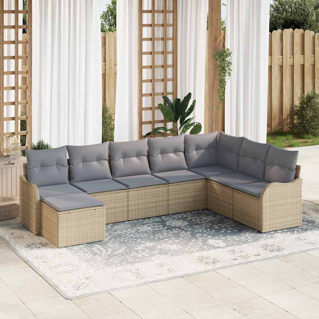 9-Teiliges Garten Sofa Set Mit Kissen In Schwarz Poly Rattan