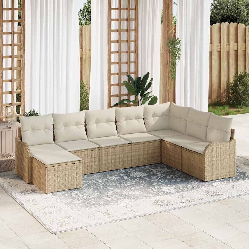 9-Teiliges Garten Sofa Set Mit Kissen In Schwarz Poly Rattan