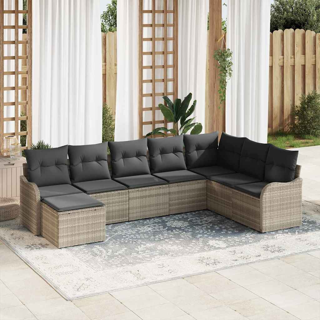 9-Teiliges Garten Sofa Set Mit Kissen In Schwarz Poly Rattan