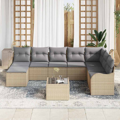 9-Teiliges Garten Sofa Set Mit Kissen In Schwarz Poly Rattan