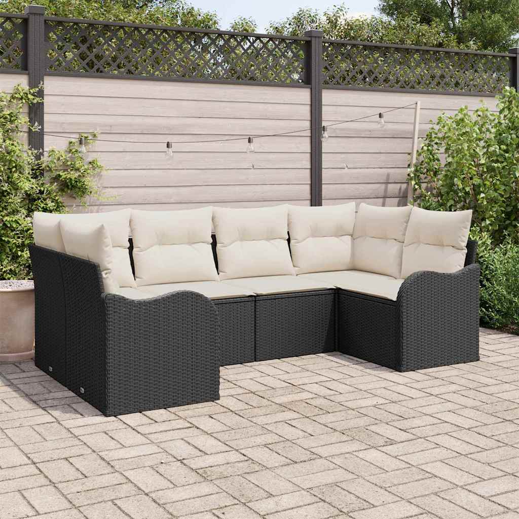 6-Teiliges Garten-Sofaset Mit Kissen Beige Poly Rattan