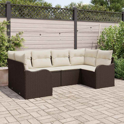6-Teiliges Garten-Sofaset Mit Kissen Beige Poly Rattan