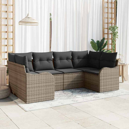 6-Teiliges Garten-Sofaset Mit Kissen Beige Poly Rattan