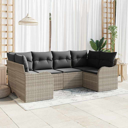 6-Teiliges Garten-Sofaset Mit Kissen Beige Poly Rattan