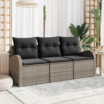 3-Teiliges Garten-Sofa-Set Mit Kissen Poly Rattan
