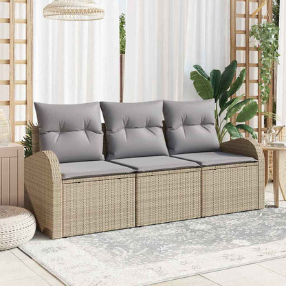 3-Teiliges Garten-Sofa-Set Mit Kissen Poly Rattan