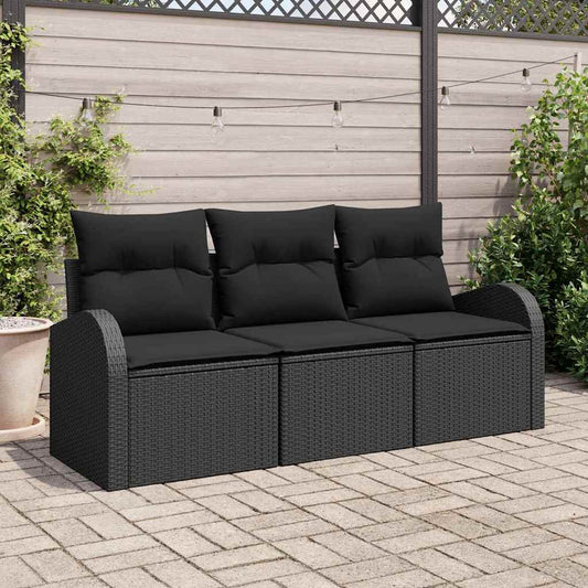 3-Teiliges Garten-Sofa-Set Mit Kissen Poly Rattan