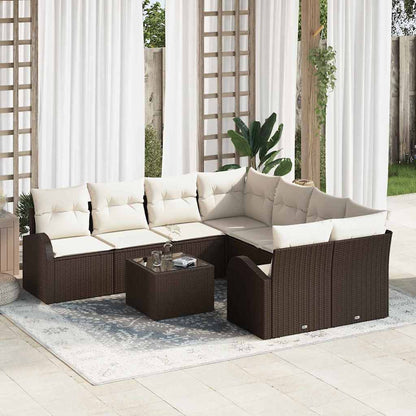 9-Teiliges Garten-Sofa-Set Mit Kissen In Aus Poly Rattan