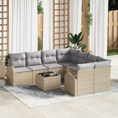 9-Teiliges Garten-Sofa-Set Mit Kissen In Aus Poly Rattan