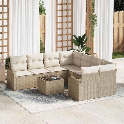 9-Teiliges Garten-Sofa-Set Mit Kissen In Aus Poly Rattan