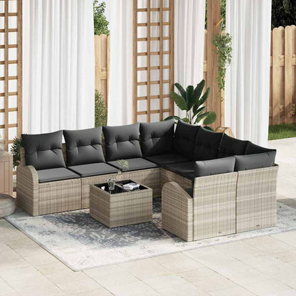 9-Teiliges Garten-Sofa-Set Mit Kissen In Aus Poly Rattan