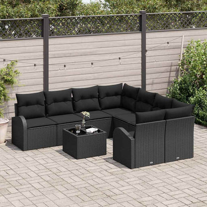 9-Teiliges Garten-Sofa-Set Mit Kissen In Aus Poly Rattan