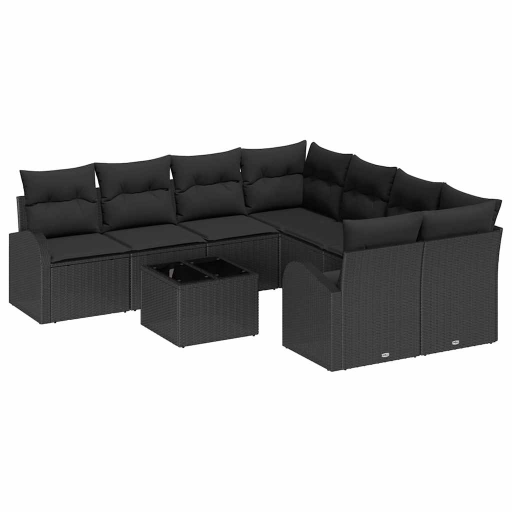 9-Teiliges Garten-Sofa-Set Mit Kissen In Aus Poly Rattan