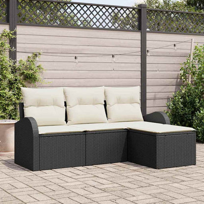 4-Teiliges Garten Sofa Set Mit Kissen Poly Rattan