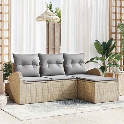 4-Teiliges Garten Sofa Set Mit Kissen Poly Rattan