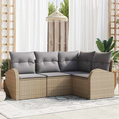 5-Teilige Garten-Sofa-Set Mit Kissen Schwarz Poly-Rattan