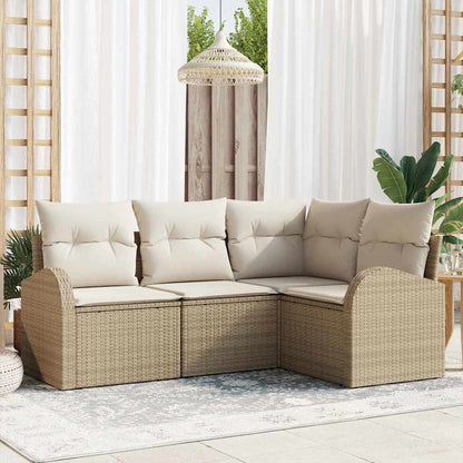 5-Teilige Garten-Sofa-Set Mit Kissen Schwarz Poly-Rattan