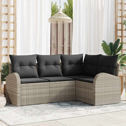 5-Teilige Garten-Sofa-Set Mit Kissen Schwarz Poly-Rattan