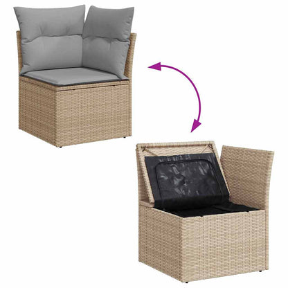 5-Teilige Garten-Sofa-Set Mit Kissen Schwarz Poly-Rattan