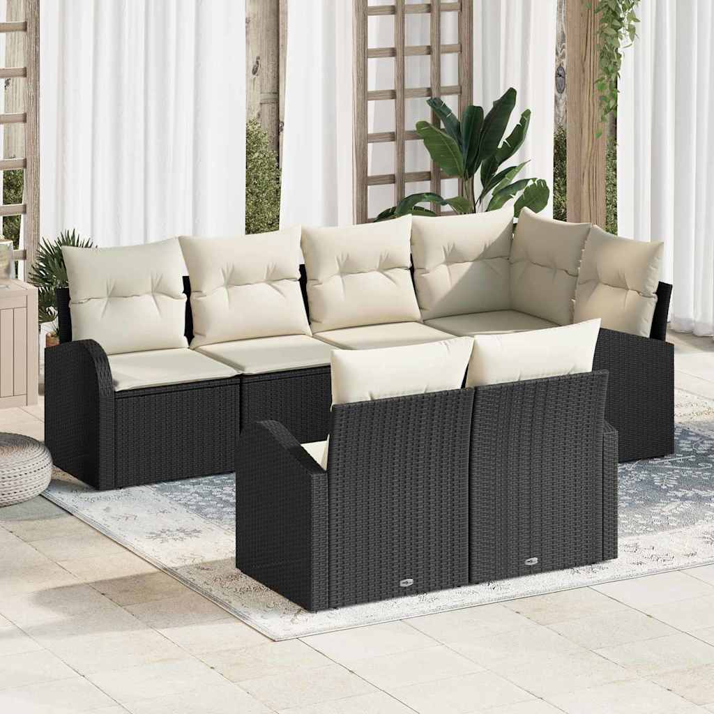 7-Teiliges Garten Sofa Set Mit Kissen Poly Rattan
