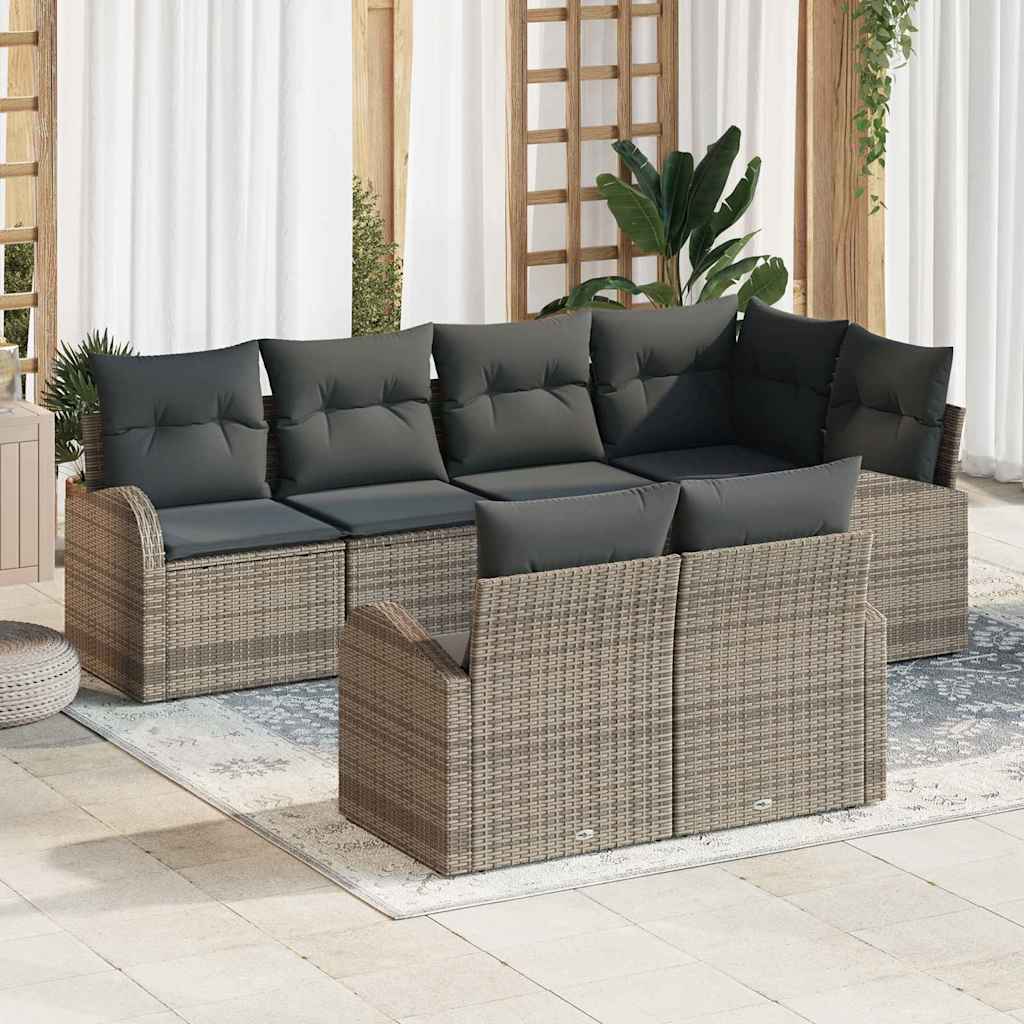 7-Teiliges Garten Sofa Set Mit Kissen Poly Rattan