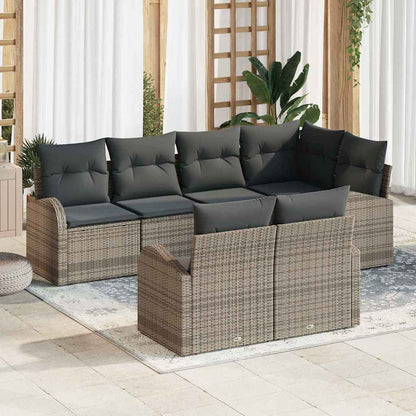 7-Teiliges Garten Sofa Set Mit Kissen Poly Rattan