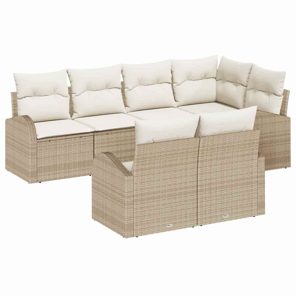 7-Teiliges Garten Sofa Set Mit Kissen Poly Rattan