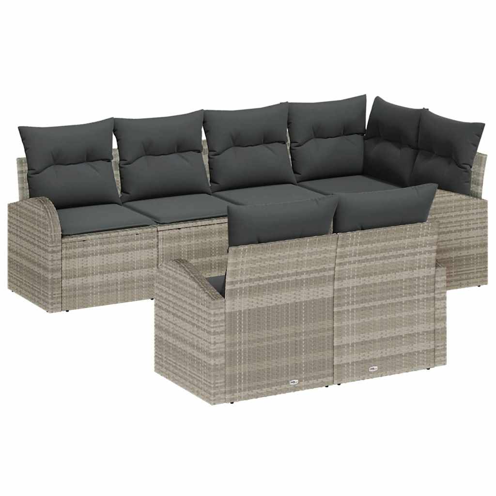 7-Teiliges Garten Sofa Set Mit Kissen Poly Rattan