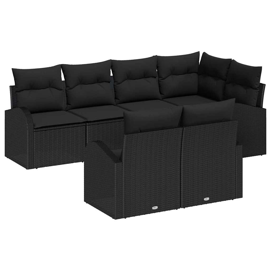 7-Teiliges Garten Sofa Set Mit Kissen Poly Rattan