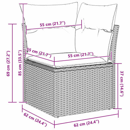7-Teiliges Garten Sofa Set Mit Kissen Poly Rattan