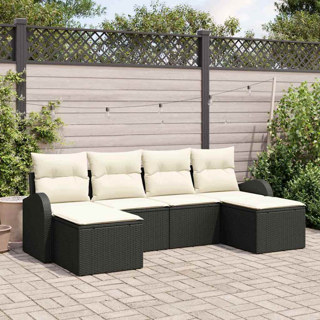 6-Teiliges Garten-Sofaset Mit Kissen Es Poly-Rattan