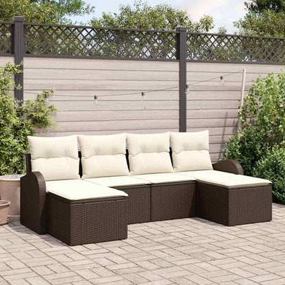 6-Teiliges Garten-Sofaset Mit Kissen Es Poly-Rattan