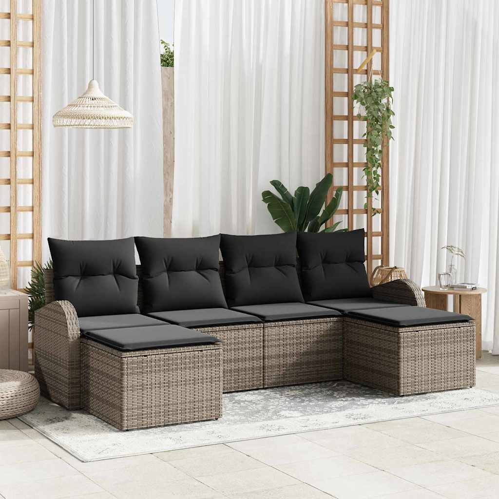 6-Teiliges Garten-Sofaset Mit Kissen Es Poly-Rattan