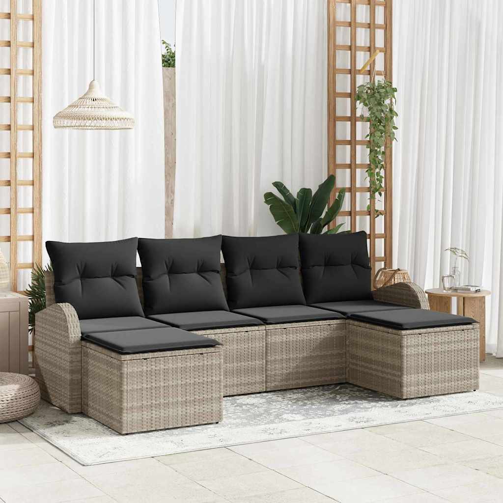6-Teiliges Garten-Sofaset Mit Kissen Es Poly-Rattan