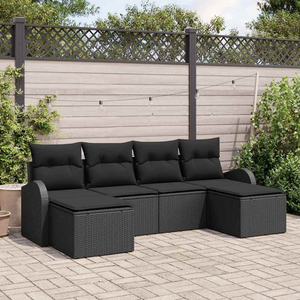6-Teiliges Garten-Sofaset Mit Kissen Es Poly-Rattan