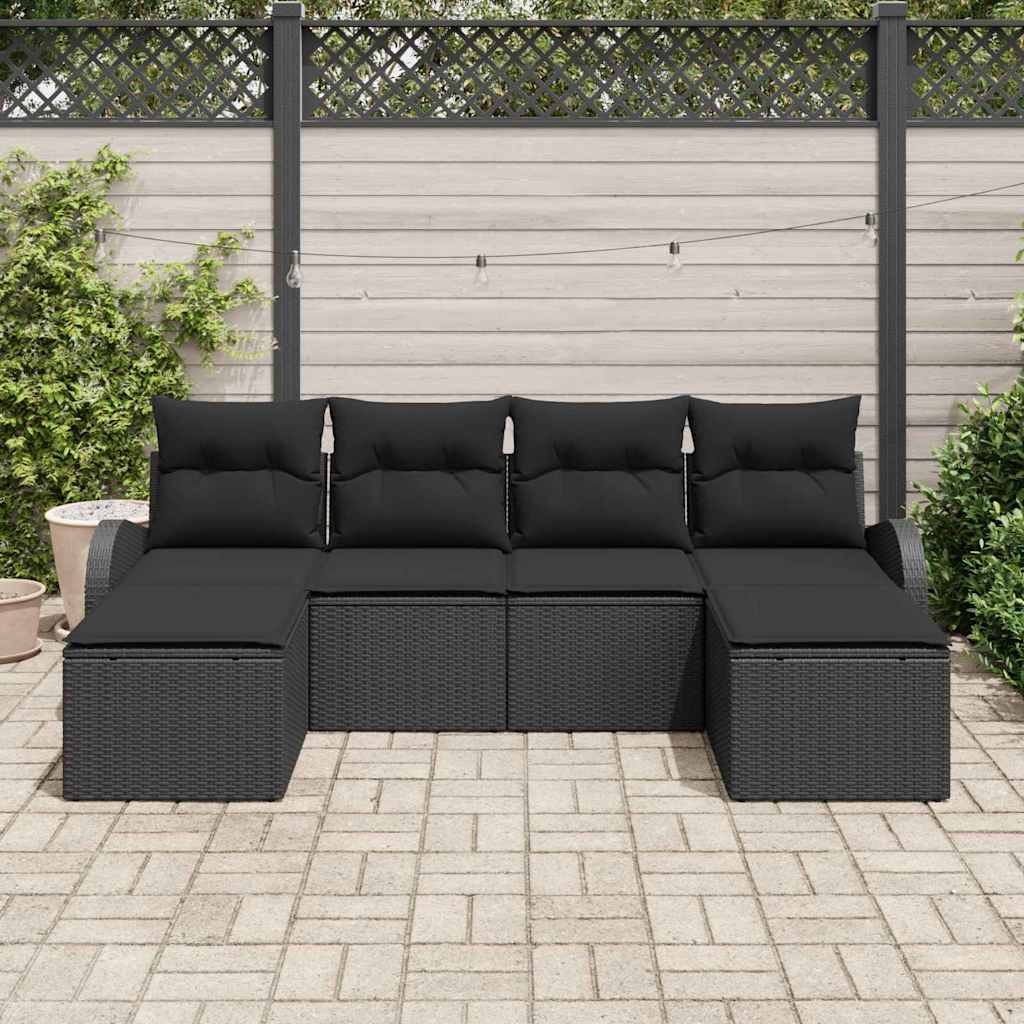 6-Teiliges Garten-Sofaset Mit Kissen Es Poly-Rattan