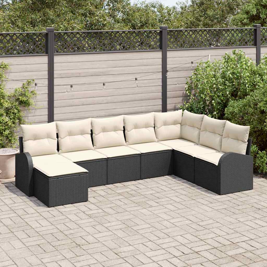 9-Teiliges Garten-Sofa-Set Mit Kissen Schwarz Poly-Rattan
