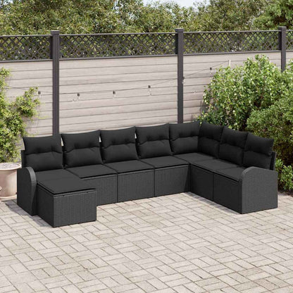9-Teiliges Garten-Sofa-Set Mit Kissen Schwarz Poly-Rattan