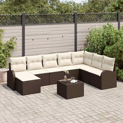 9-Teiliges Garten-Sofa-Set Mit Kissen Schwarz Poly-Rattan