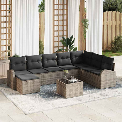 9-Teiliges Garten-Sofa-Set Mit Kissen Schwarz Poly-Rattan