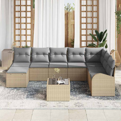 9-Teiliges Garten-Sofa-Set Mit Kissen Schwarz Poly-Rattan