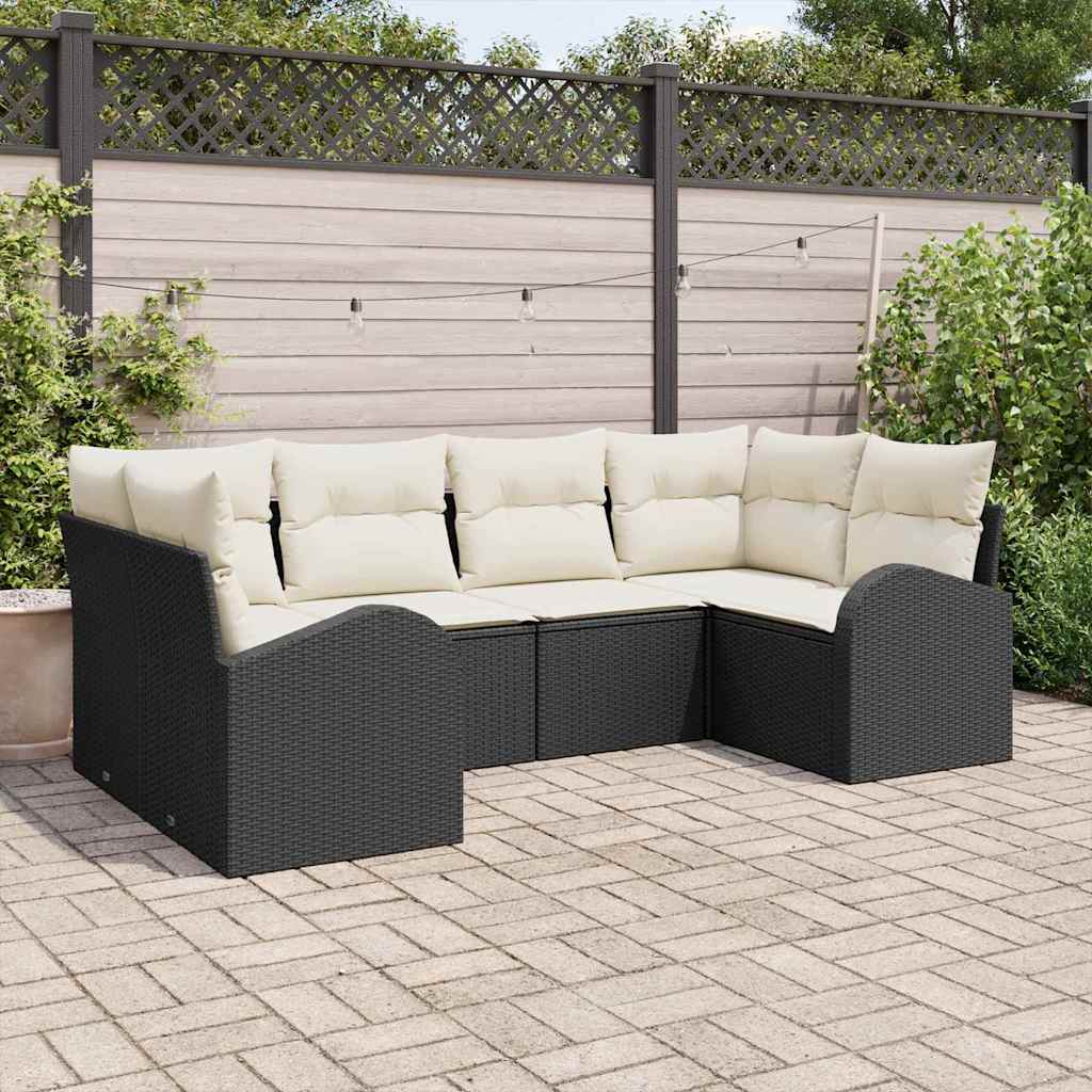 6-Teiliges Gartensofa-Set Mit Kissen In Aus Poly Rattan