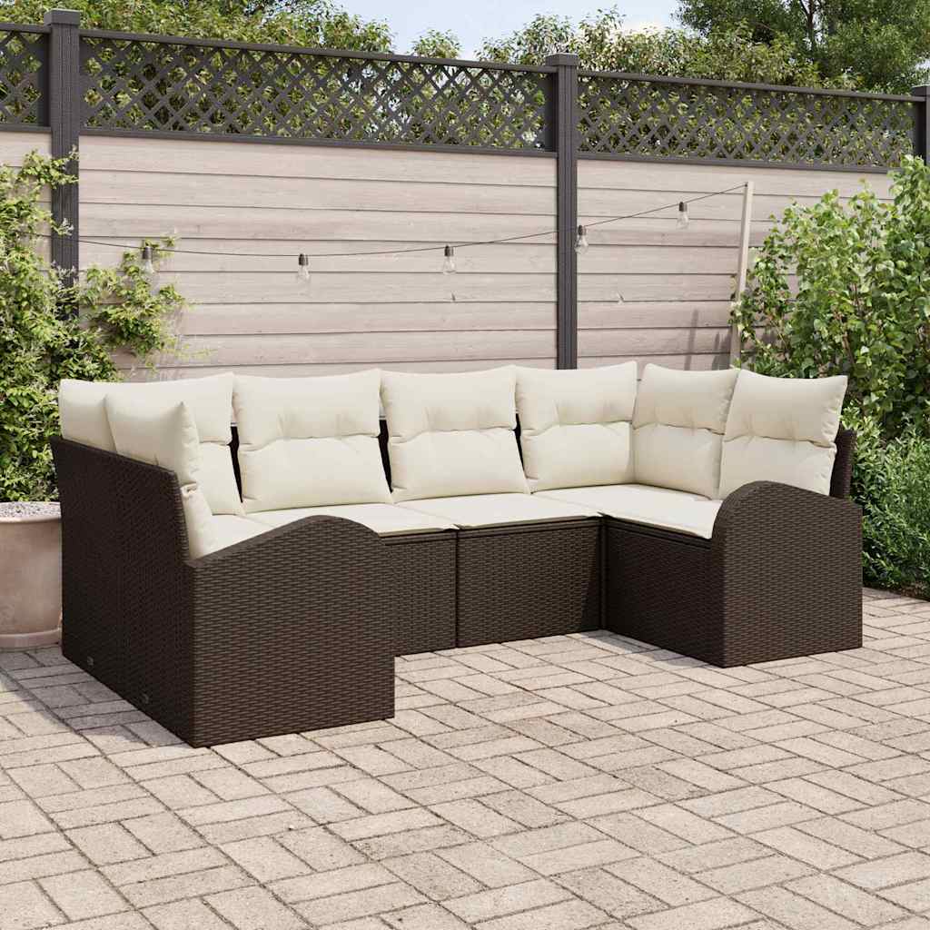 6-Teiliges Gartensofa-Set Mit Kissen In Aus Poly Rattan