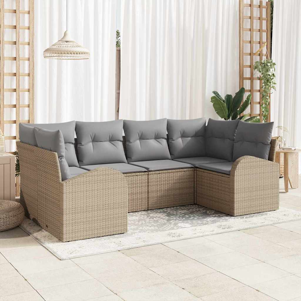 6-Teiliges Gartensofa-Set Mit Kissen In Aus Poly Rattan