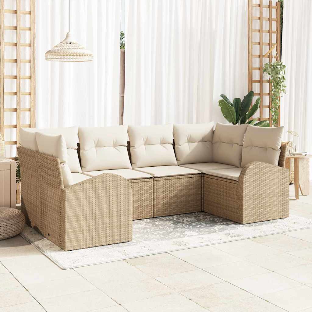 6-Teiliges Gartensofa-Set Mit Kissen In Aus Poly Rattan