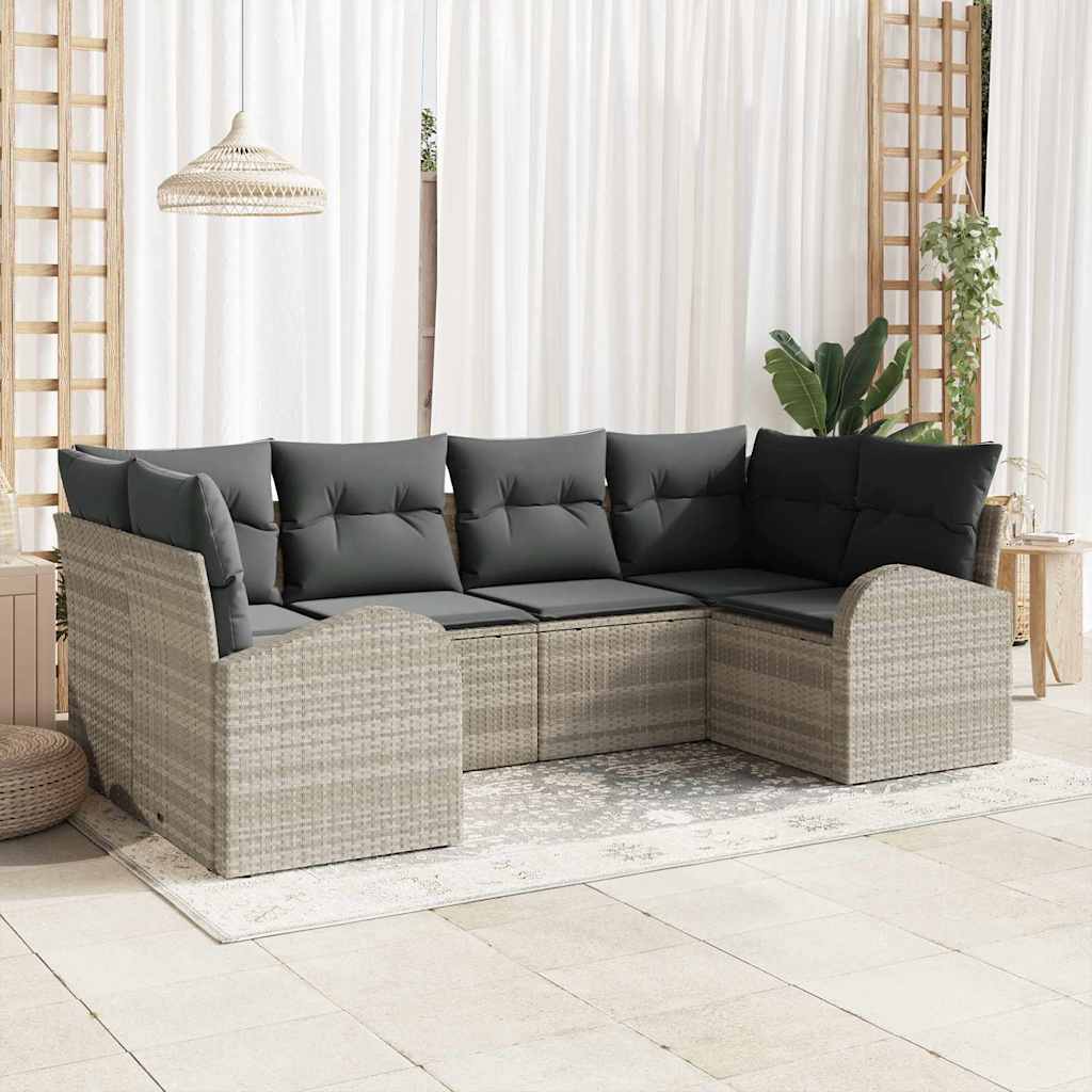 6-Teiliges Gartensofa-Set Mit Kissen In Aus Poly Rattan