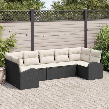 7-Teiliges Garten Sofa Set Mit Kissen Poly Rattan