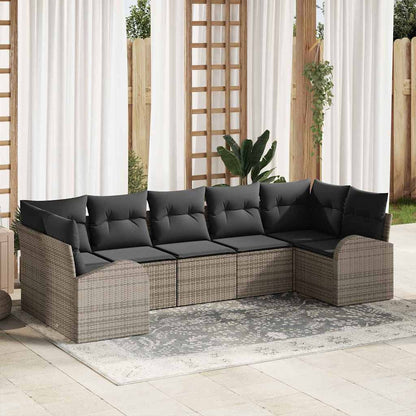 7-Teiliges Garten Sofa Set Mit Kissen Poly Rattan